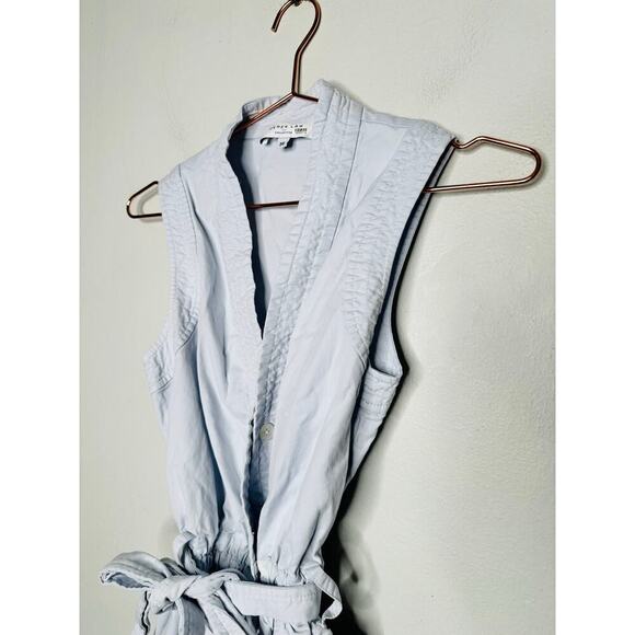 DEREK LAM x RTR Blue Light Cotton Sleeveless Tie Waist Romper Size 36 - Picture 5 of 14